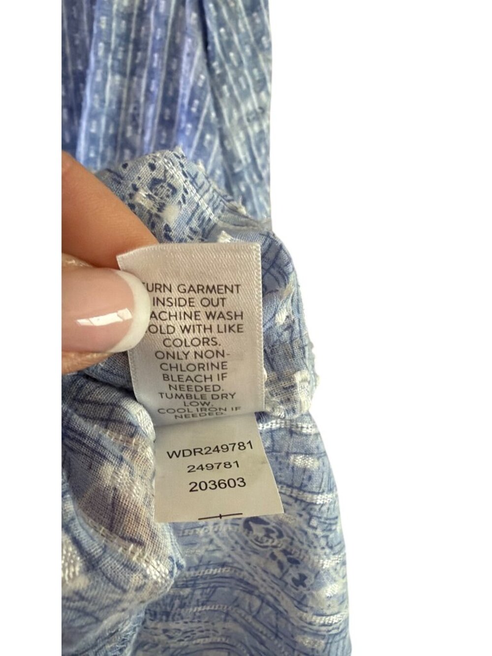 J Jill Womens Embroidered Paisley Caftan Long-sleeve Maxi Dress Size XL Blue - Picture 8 of 10